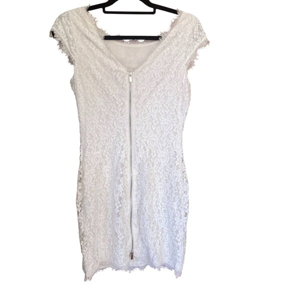 NWT Diane Von Furstenberg Barbara White Lace Mini Dress SZ 4 Rose Floral Bridal - Picture 2 of 11